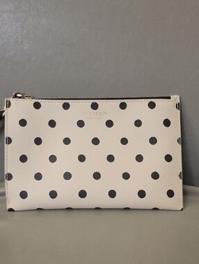 Kate Spade Cream and Black Polka Dot Wristlet Clutch